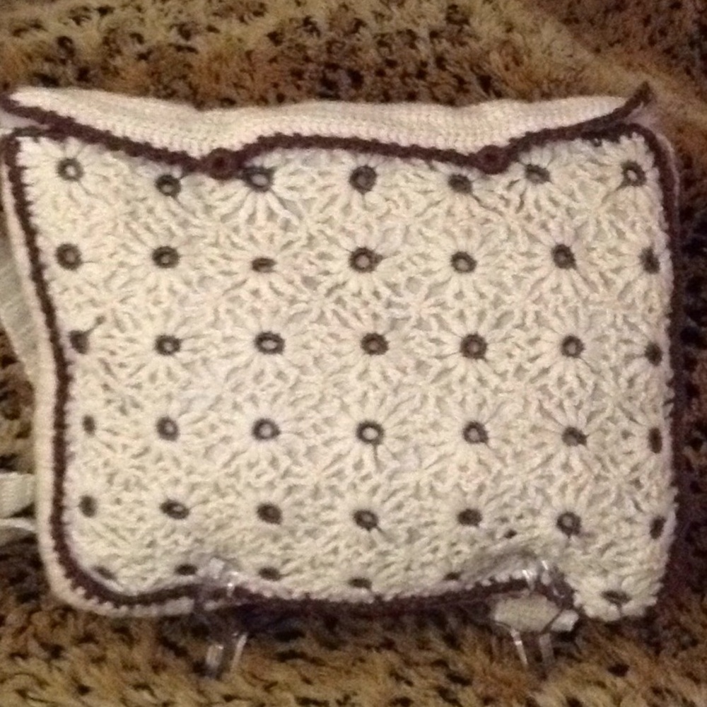 Crochet bag hand made with fur interior